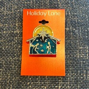 Blue Nativity Enameled Pin